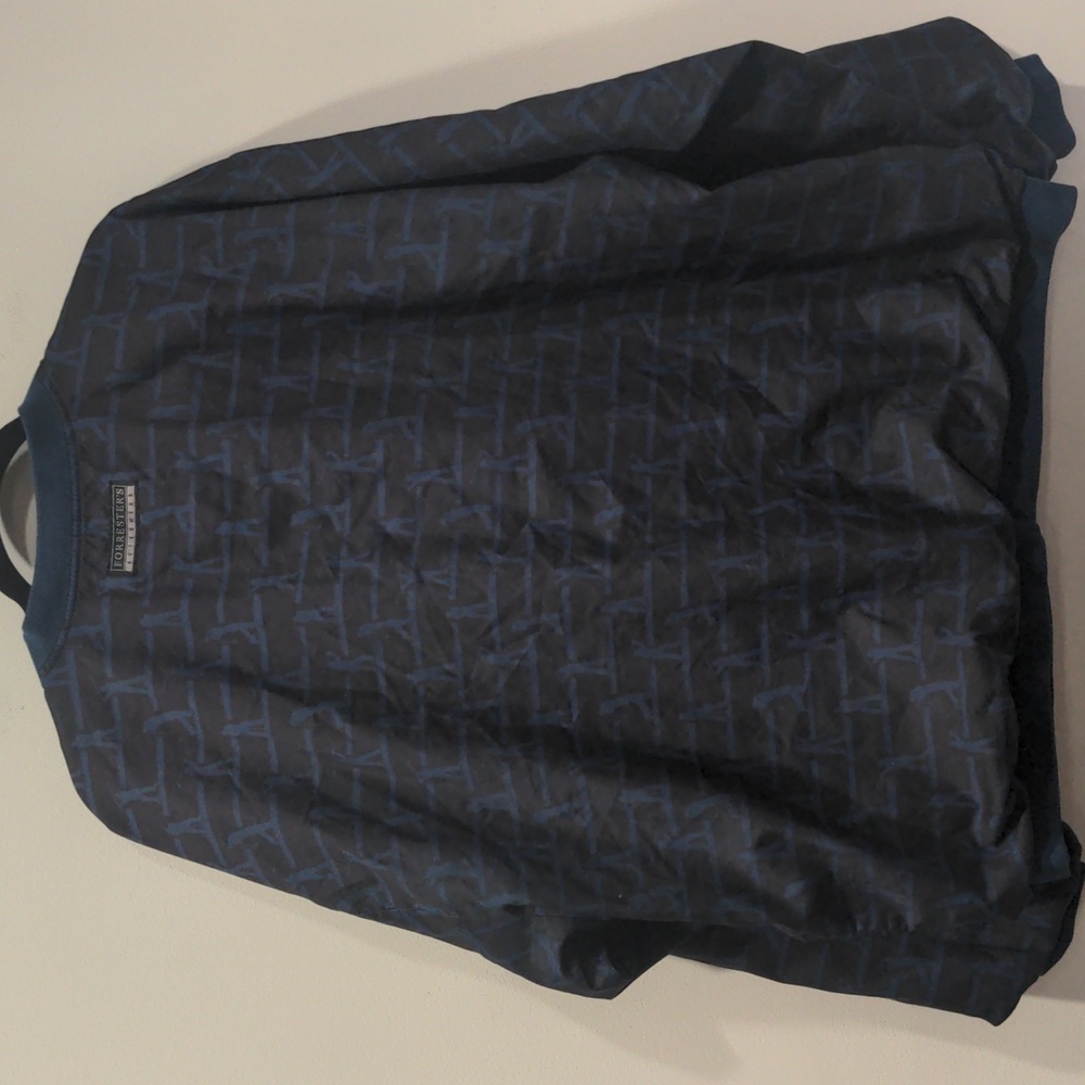 Forrester's Vintage Men's Golf XL Windbreaker Navy Blue Golfer Print V-neck 90s - Picture 6 of 8